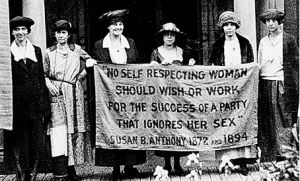 Women protesting in the suffrage movement of the 1800s