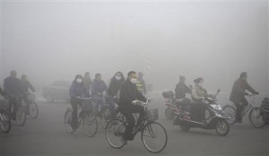 smog in China clouding up Beijing, the first time China’s levels had reached the red levels